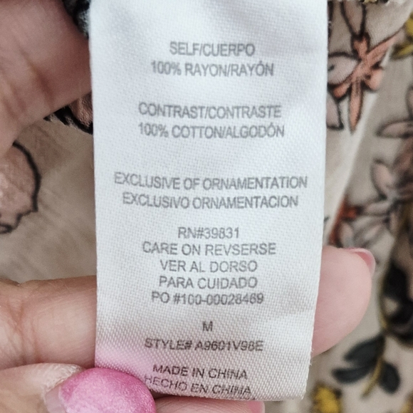 Artisian Crafted By DEMOCRACY Bohemian Floral Lace Blouse BOHO medium M - Picture 8 of 12